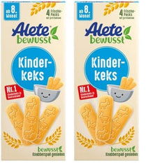 Alete Conscious Babykekse, ab 8 Monaten, Weizenbutterkekse für Babys, praktisch verpackte kleine Snackkekse, perfekt für unterwegs und in der Zeit, 1 x 180 g (2er-Pack)
