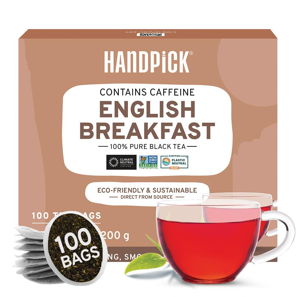 HANDPICK, pliculețe de ceai verde - 25 bucăți | 100% frunze de ceai verde pur din Himalaya, India | Plicuțe de ceai verde ecologice, preparare la cald sau rece