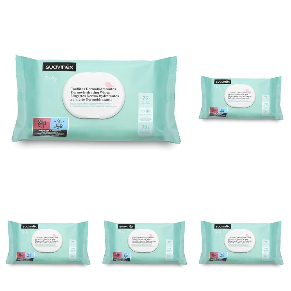 Suavinex Baby-Feuchttücher, 60 Stück, geeignet für atopische Haut, 96 % natürliche Inhaltsstoffe