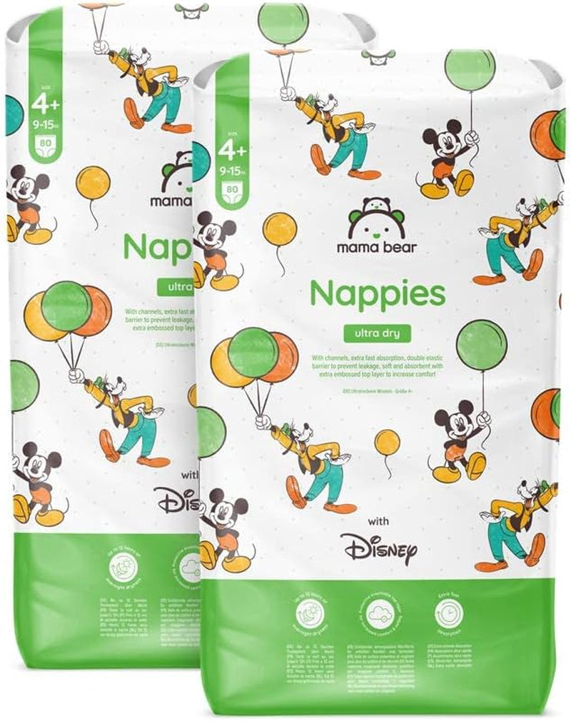 Amazon-Marke: Mama Bear Disney Ultra Dry Windeln, Größe 3 (4–9 kg) – Monatsbox, Weiß, 172 Stück (2 Packungen mit 86 Stück)