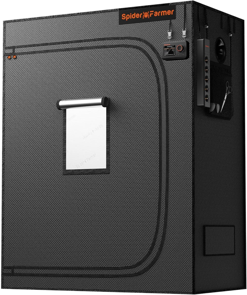 Spider Farmer Pro 70 x 140 x 200 cm großes Wachstumszelt mit Rolltür, Beobachtungsfenster, abnehmbarer Bodenplatte, Mylar 2000D-Gewebe, für Indoor-Hydrokulturen mit SF4000, G4500, SE4500