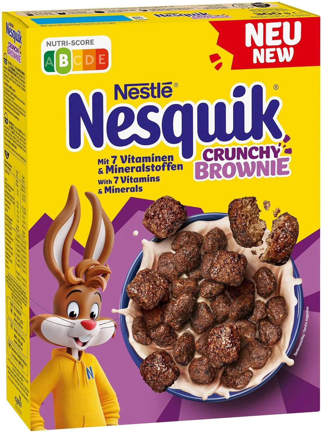 NESQUIK Crunchy Brownie, cereale crocante pentru micul dejun cu bucăți de ciocolată, 300 grame Cereale Naty Shop