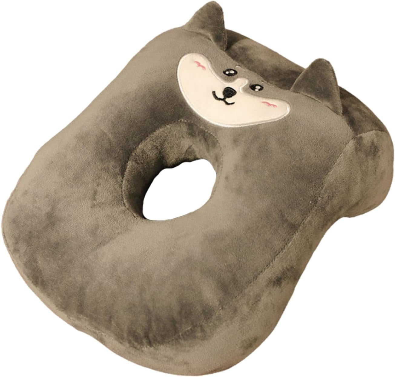 Pernă de somn pentru birou, bumbac de memorie, pernă drăguță cu gaură pentru ureche, pernă de somn moale, pernă pentru urechi pentru dormit lateral pentru femei, fete, copii (pisoi gri) Perne ortopedice cervicale Naty Shop Cățeluș gri