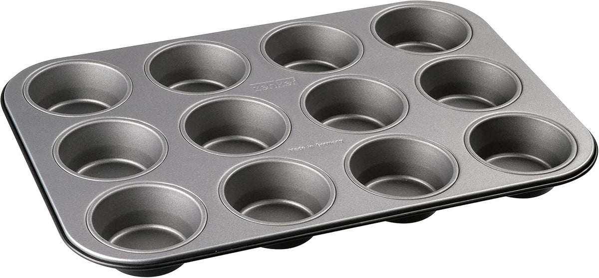 Zenker 12Er Muffinform Energy, Premium-Backform, Für Köstliche Kuchen, Verkürzt Die Backzeit Um Bis Zu 20% (Farbe: Silber/Anthrazit), Menge: 1 Stück, Hellgrau Und Dunkelgrau Formen und Bleche zum Backen Naty Shop