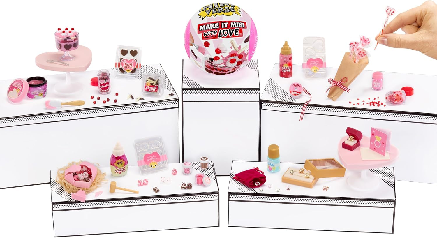 Miniversul MGA - Make It Mini with Love - Mini obiecte de colecție, kit de artizanat din rășină DIY, serie de Ziua Îndrăgostiților, replici de alimente, necomestibile - pentru colecționari și copii cu vârsta de 8 ani și peste