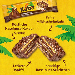 Kaba Neapolitanische Riegel 40g, 4 knusprige Riegel gefüllt mit Waffeln und feiner Haselnusscreme, im Multipack mit original Kaba-Geschmack