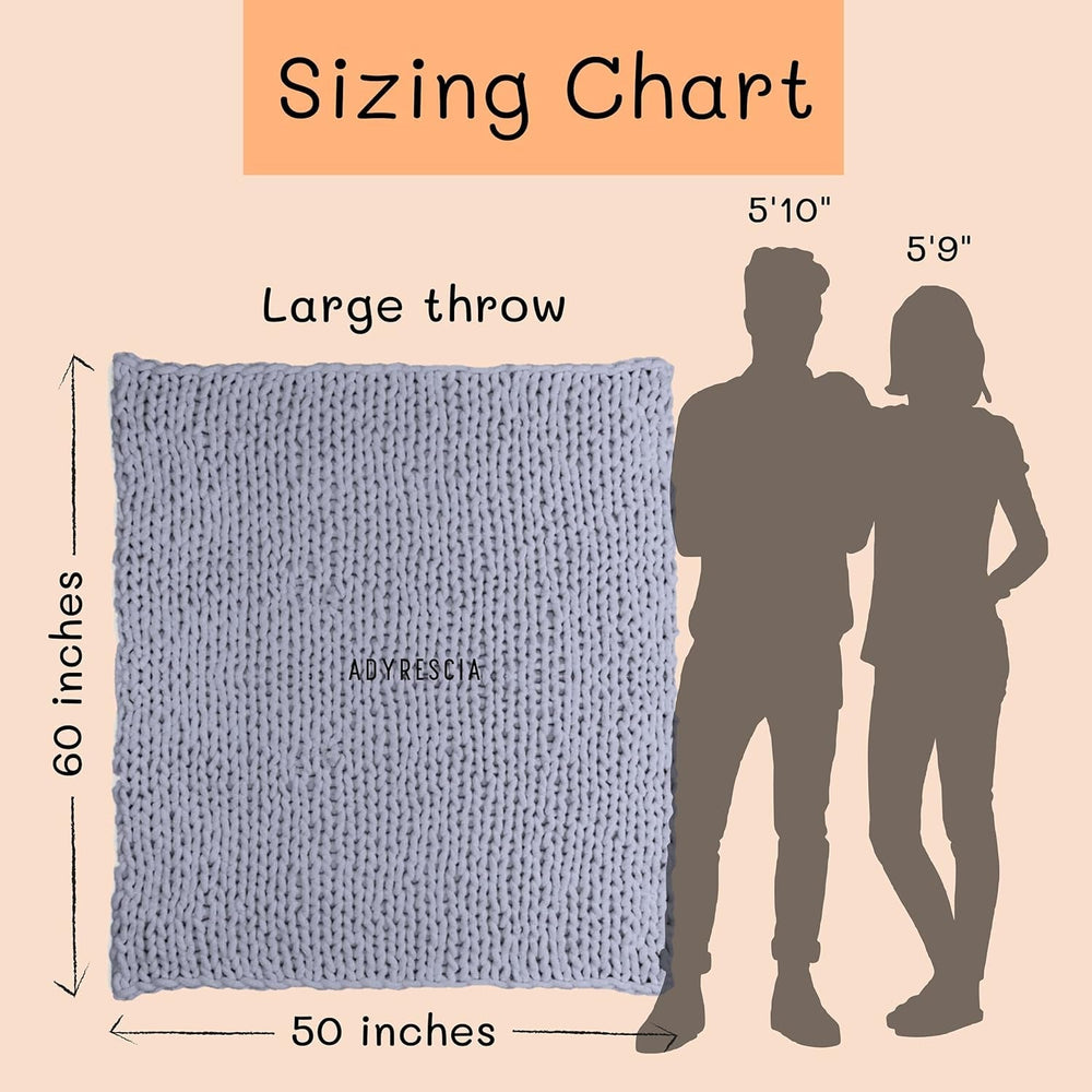 Grobstrickdecke, Überwurf, 100 % handgestrickt mit Jumbo-Chenillegarn (127 x 152,4 cm, Fliedergrau) Betten und Decken Adyrescia