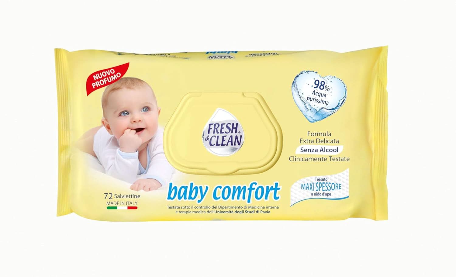 Milleusi Classic Fresh & Clean, Feuchttücher, 72 Stück Baby-Feuchttücher Naty Shop