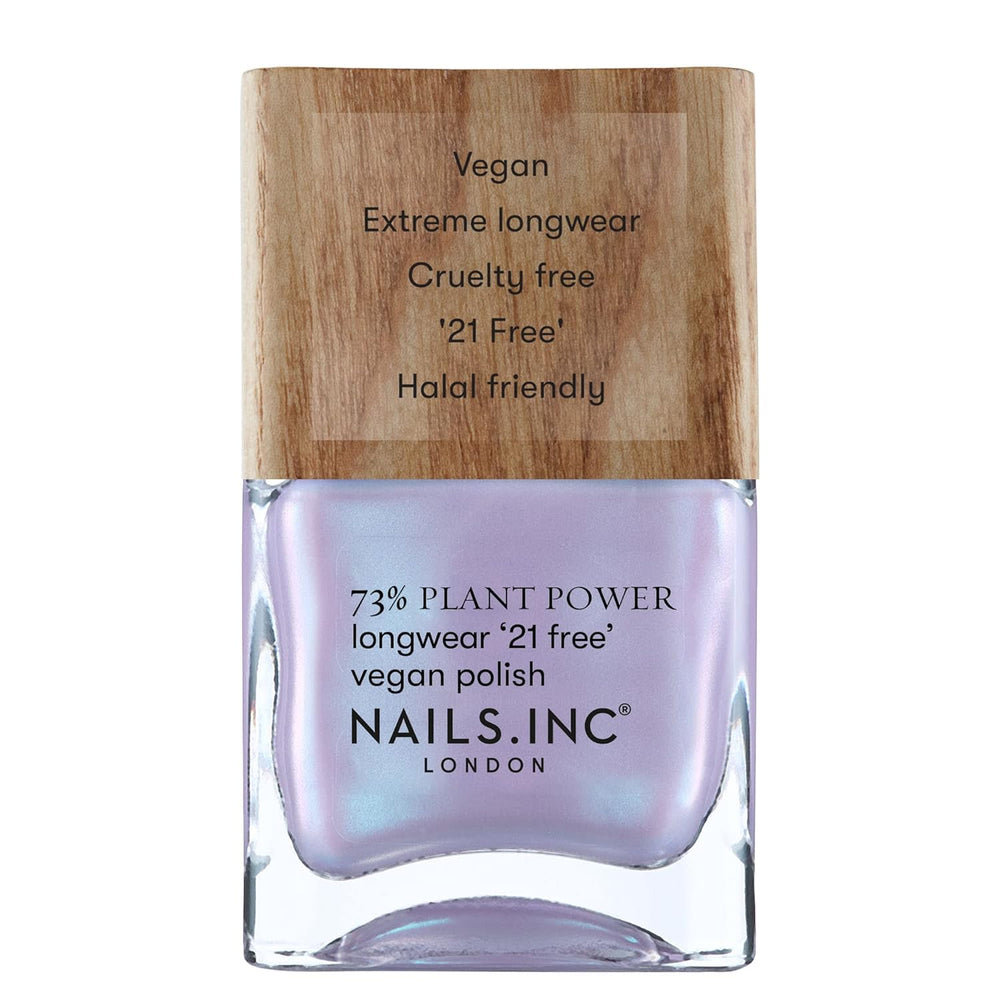 Nails Inc – GLOWING SOMMEWHERE Plant Power Veganer Nagellack – 73 % pflanzlich, 100 % vegan und frei von Tierversuchen – perfekte Maniküre, funkelnde Perle – für umweltfreundliche Nagelkunst