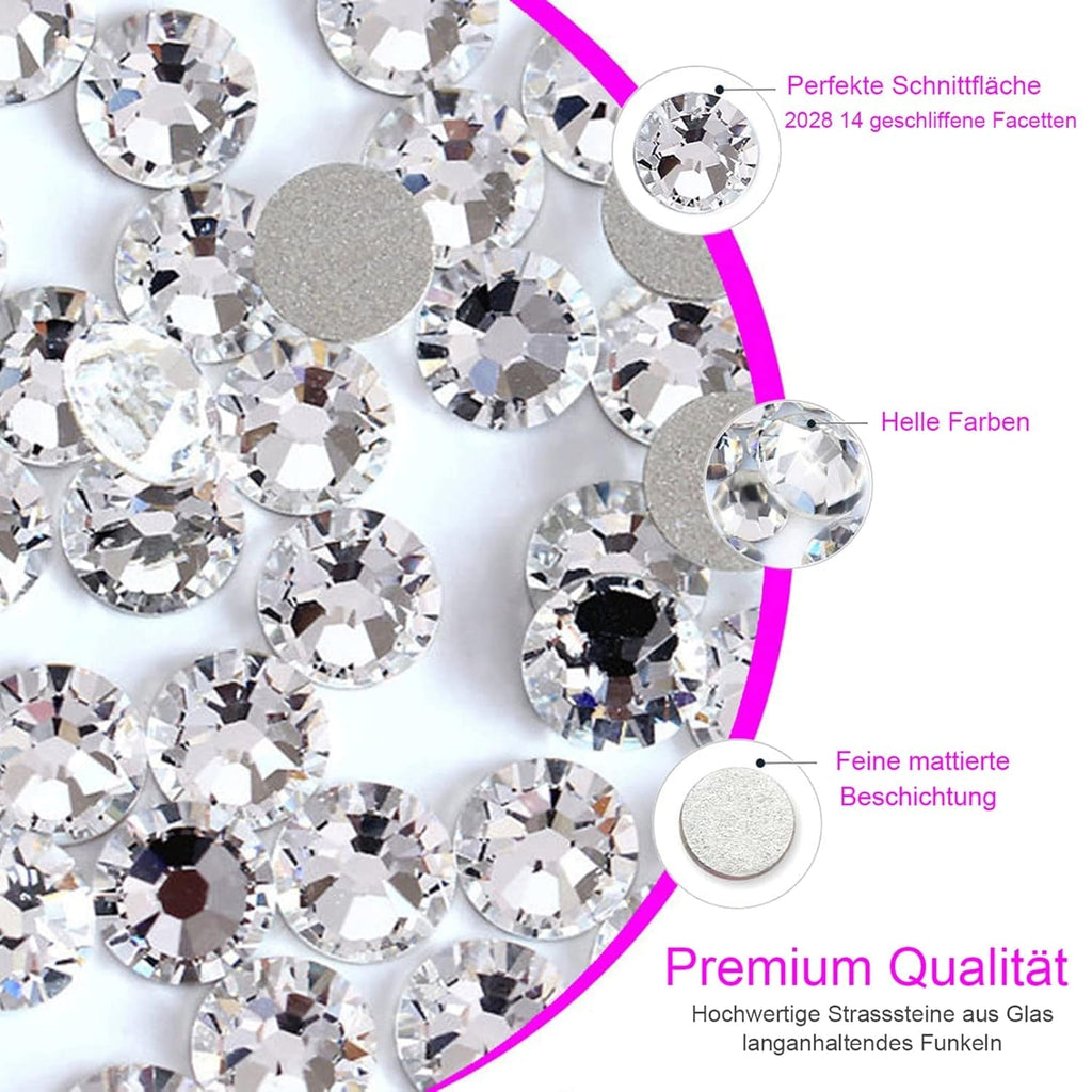 Set de 3200 de pietre pentru unghii, FITDON, pietre AB din sticlă multi-forme și pietre AB cu sclipici și diamant transparent pentru unghii, pentru decorare, seturi DIY, brelocuri pentru bijuterii, accesorii pentru unghii