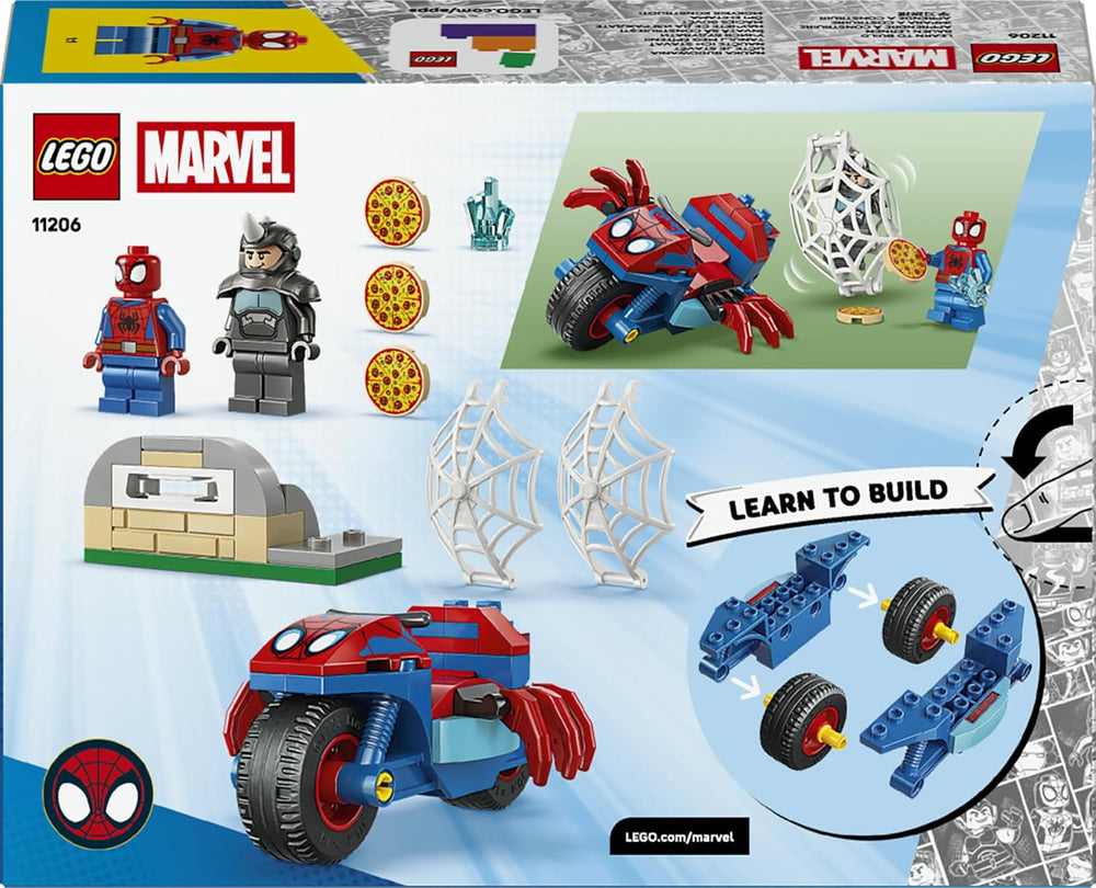 LEGO ǀ Marvel Spidey und Seine Super-Freunde Spidey auf Motorrad vs. Rhino – Superhelden-Spielzeug mit Motorrad und 2 Minifiguren – Geschenk für Jungen ab 4 Jahren und Fans der Serie – 11206