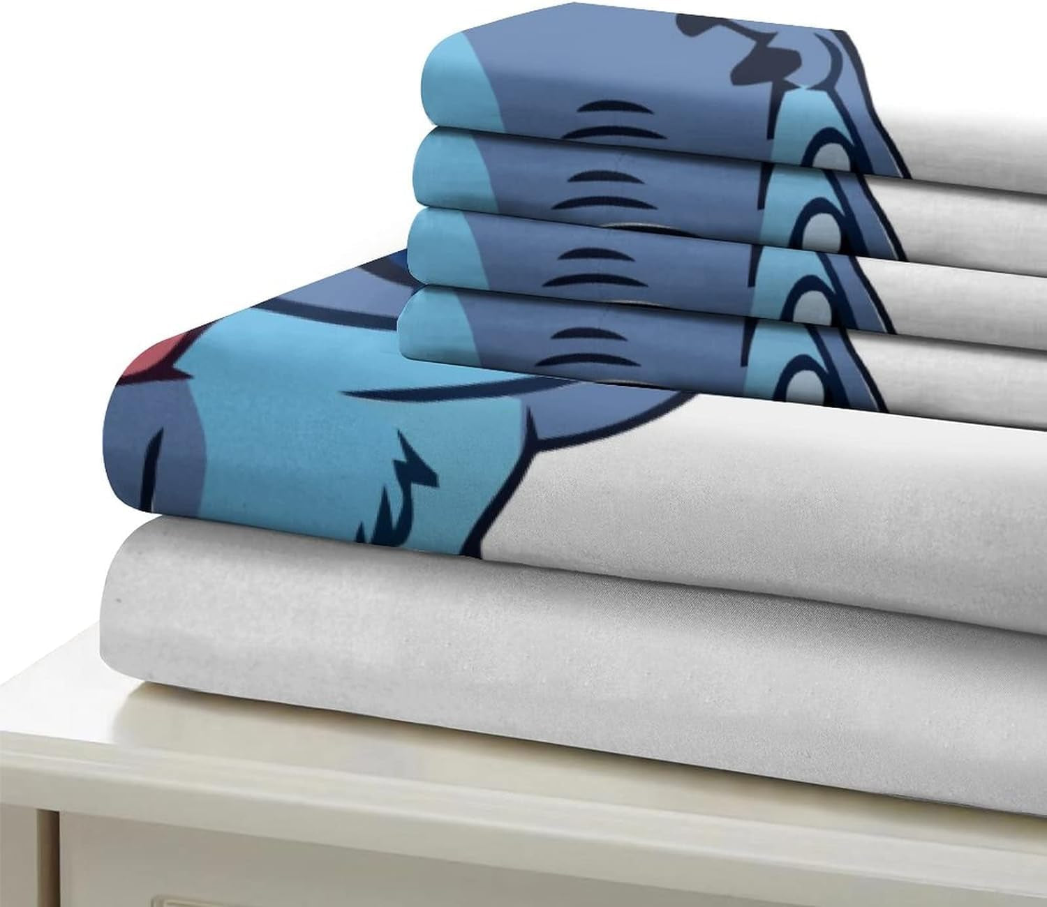 3-teiliges Bettwäscheset, Stitch Bettwäsche – Kinder Naty Shop White Twin (140 x 200)