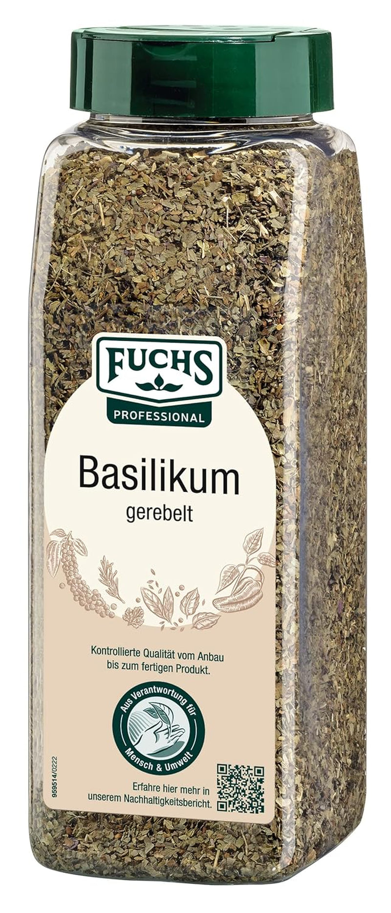 - Basilikum gegürtelt | Mediterranes Gewürzkraut für Großverbraucher | Mit praktischem Streuaufsatz | 150 g im großen Streuer