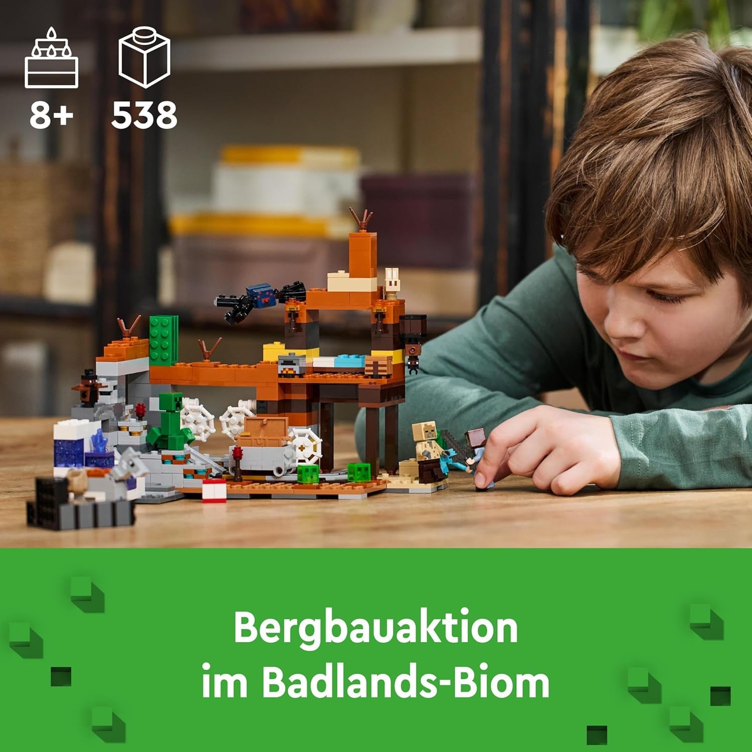 LEGO Minecraft Badlands Mine Videospiel-Bergbauspielzeugset für Jungen und Mädchen ab 8 Jahren. Lustige Bausteine, Abenteuerset, Geburtstagsgeschenk 21263. Bausets. Besuchen Sie den LEGO-Store