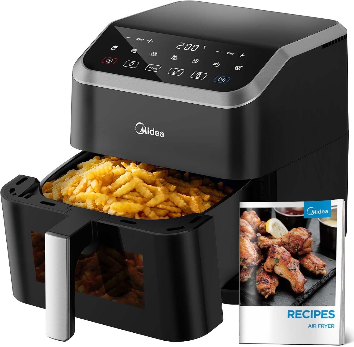 Midea Heißluftfritteuse 2L, 1150W Airfryer, ölfrei, Heißluftfritteuse, automatische Abschaltfunktion Haushaltsgeräte Naty Shop 5L
