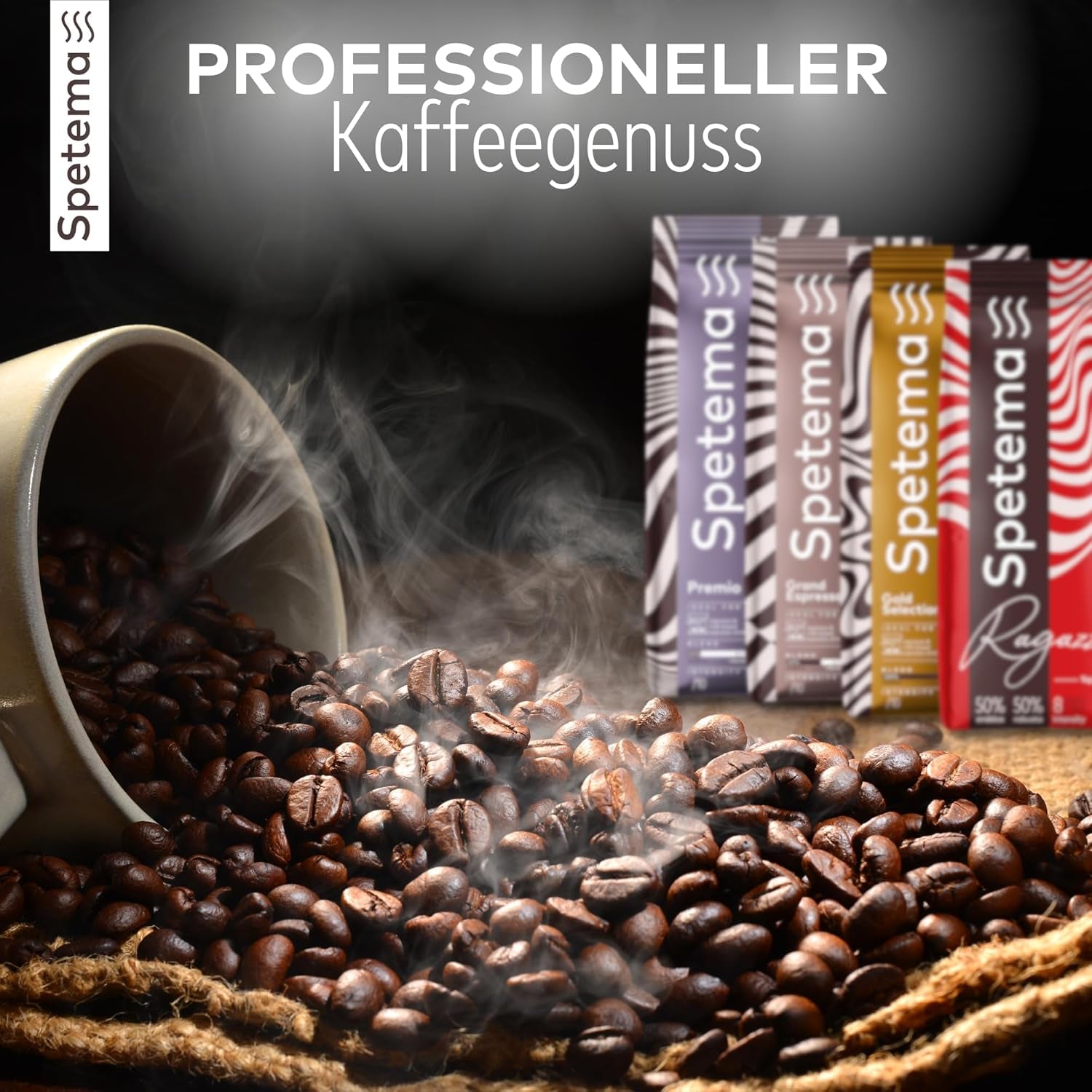Spetema Kaffeebohnen Ragazzi Espresso Bar - 50% Arabica & 50% Robusta, Intensität 8/10, Mittlere Röstung, Zartes Aroma & Dichtes Geschmackserlebnis, 1 kg.
