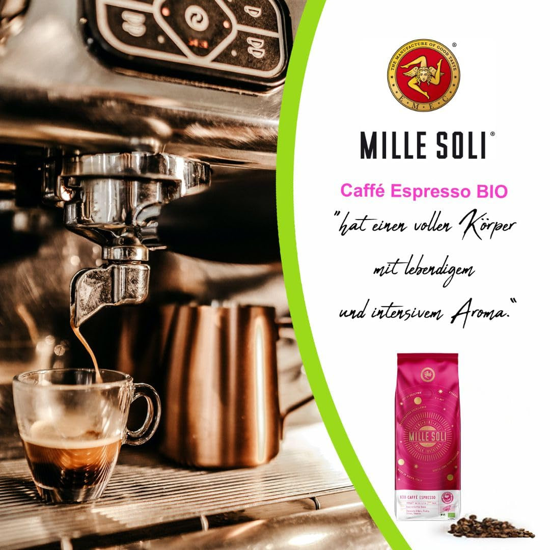 Boabe de espresso organice Caffè 250g - 100% organice - Prăjite în Sicilia - Metodă de prăjire veche de secole, lucrate manual - Boabe de espresso premium pentru aparate complet automate și portafiltru