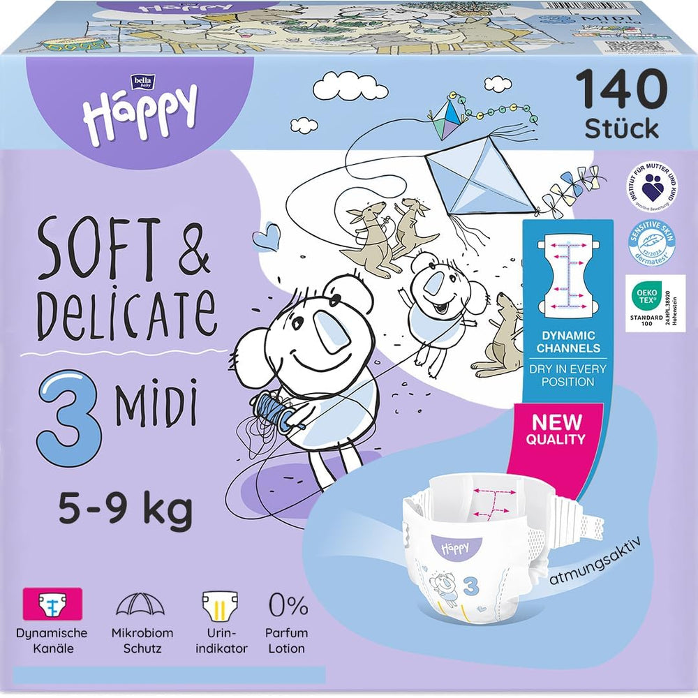 Bella Baby Happy Premium Windeln, Größe 6, Junior Extra, 15+ kg, 96 Stück, DERMATEST und OEKO-TEX Siegel, Einweg-Babywindeln