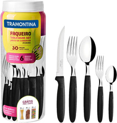 Tramontina Ipanema Besteckset für 6 Personen, 30-teilig, Edelstahl Kitchen Naty Shop Schwarz
