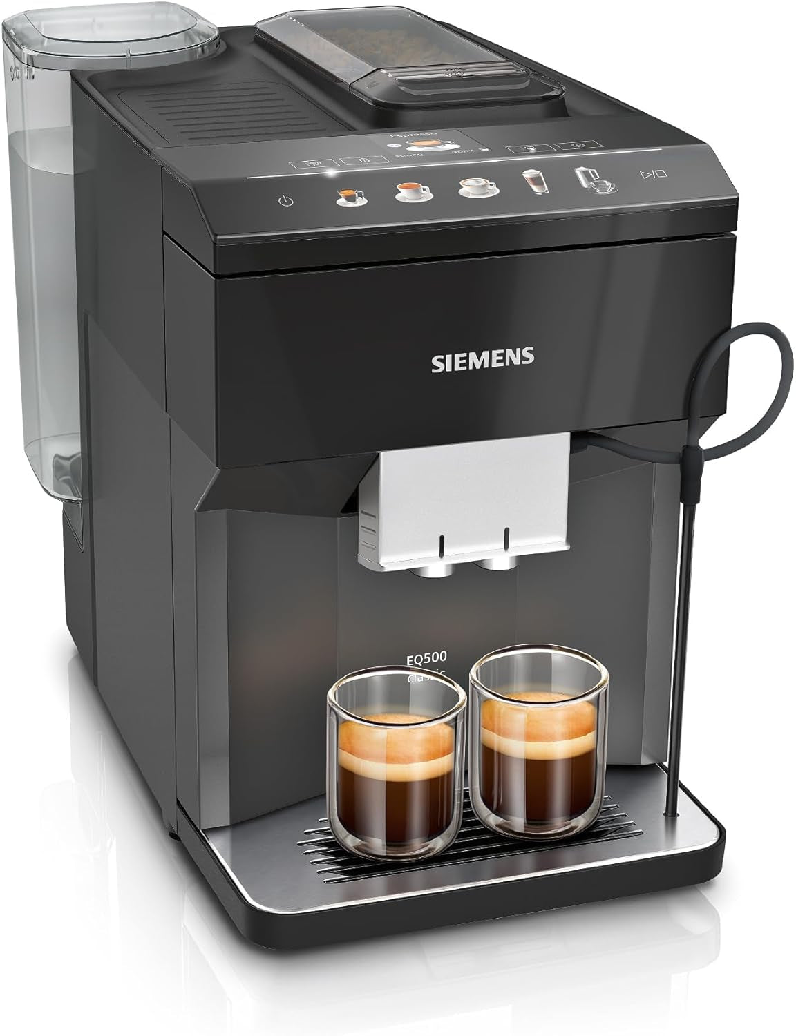 Espressor automat Siemens EQ500 classic, ecran TFT color, 5 tipuri de cafea și lapte, funcție dublă de preparare a ceștilor, curățare ușoară, unitate de preparare detașabilă, cu furtun de lapte, negru, TP511E19