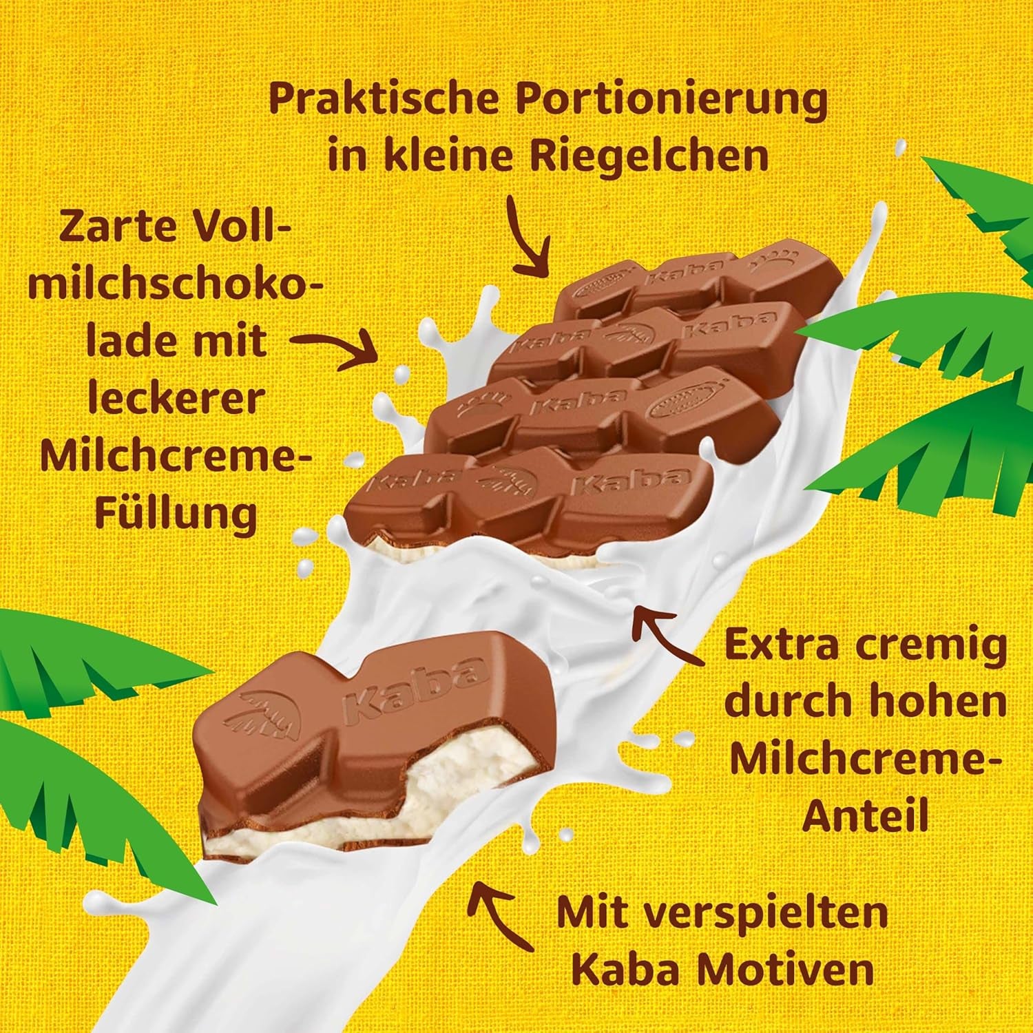 Kaba Vollmilch- und Milchcreme-Schokoriegel mit Schokoladenfüllung, 90 g Riegel, schmelzende Schokolade mit leichter Milchcreme und Kaba Original-Geschmack (2er-Pack)