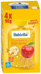 Lustige Früchte und Müsli für Kinder, Vollkornmehl in Äpfeln und Bananen, 4er-Pack (4 x 90 Gramm) Mutter und Kind Naty Shop Vollkornmehl in Äpfeln und Bananen