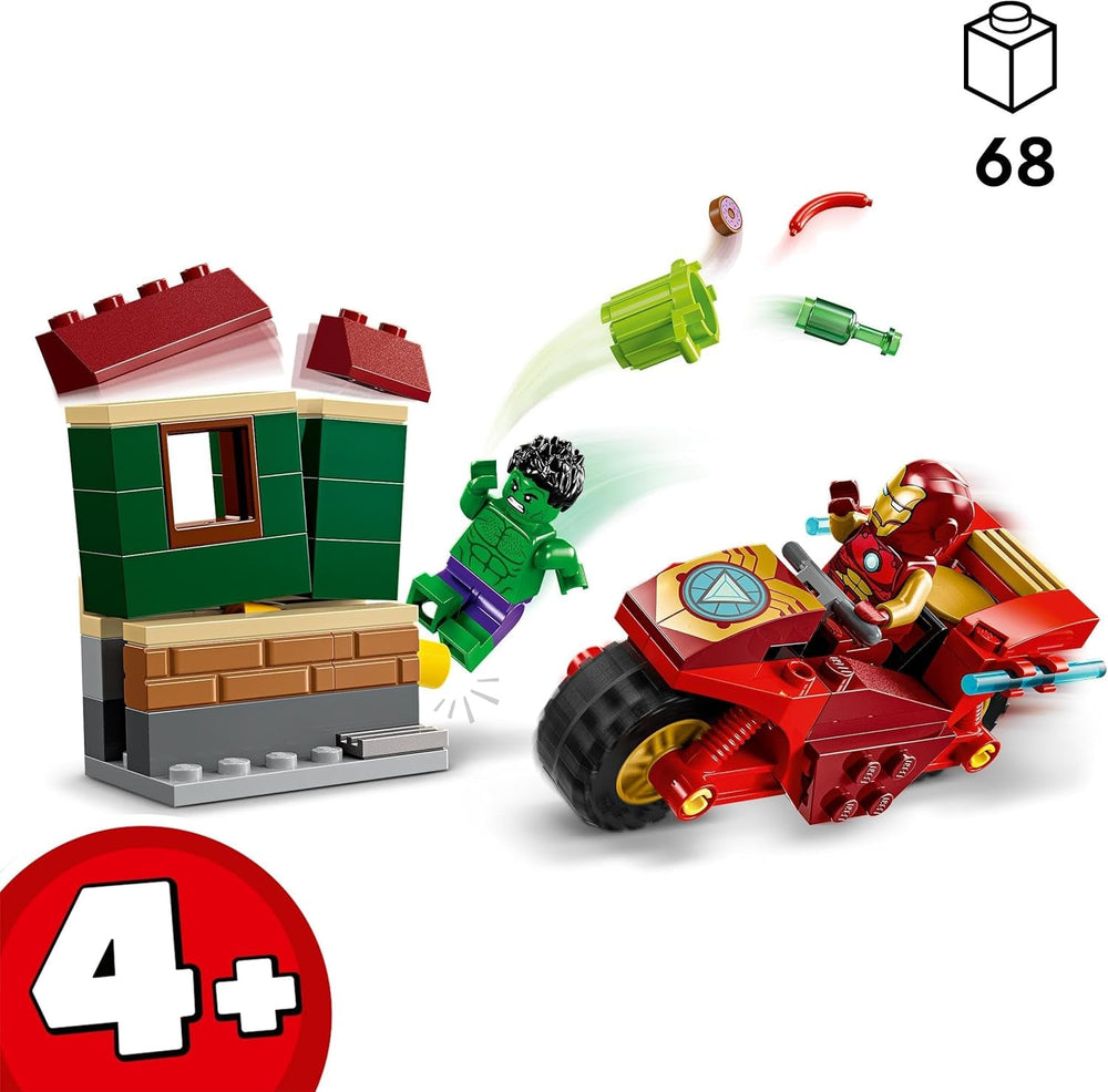 LEGO Marvel Iron Man mit Fahrrad und Hulk, Superhelden-Bauspielzeug für Kinder, Sammelset mit Fahrrad und Minifiguren, Geschenk für Mädchen und Jungen ab 4 Jahren 76287 Bausets Besuchen Sie den LEGO-Store