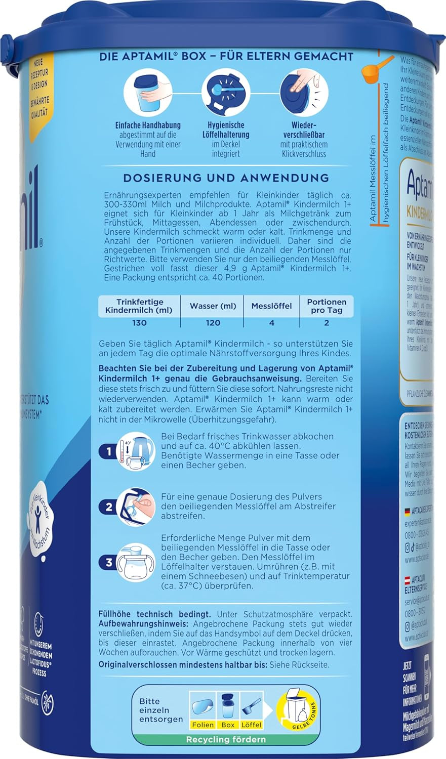 Aptamil Wachstumsmilch 1 Plus - Wachstumsmilch ab 1 Jahr - 800g