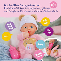 BABY born Rosie 30cm, weiche Babypuppe mit 6 Sounds & Fläschchen