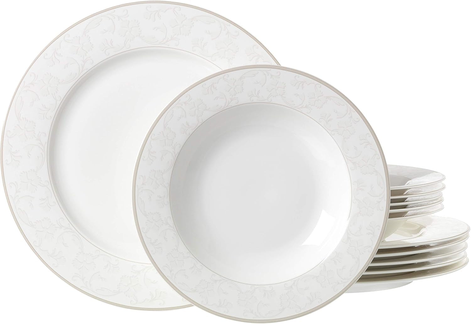 Ritzenhoff & Breker Kaffeeservice Isabella, 18-Teilig, Fine-China-Porzellangeschirr, Weiß Mit Ornamenten, 37 X 26 X 25 Cm Seturi vesela masa Naty Shop Tafelservice