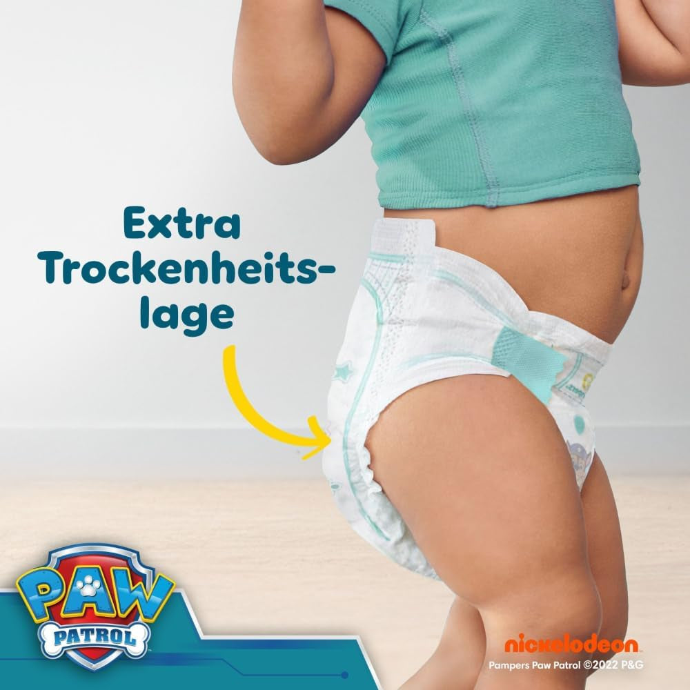 Pampers Baby-Dry Puppy Patrol Edition Windeln, Größe 5, 186 Windeln, 11 kg – 16 kg, bis zu 100 % Auslaufschutz und Komfort die ganze Nacht