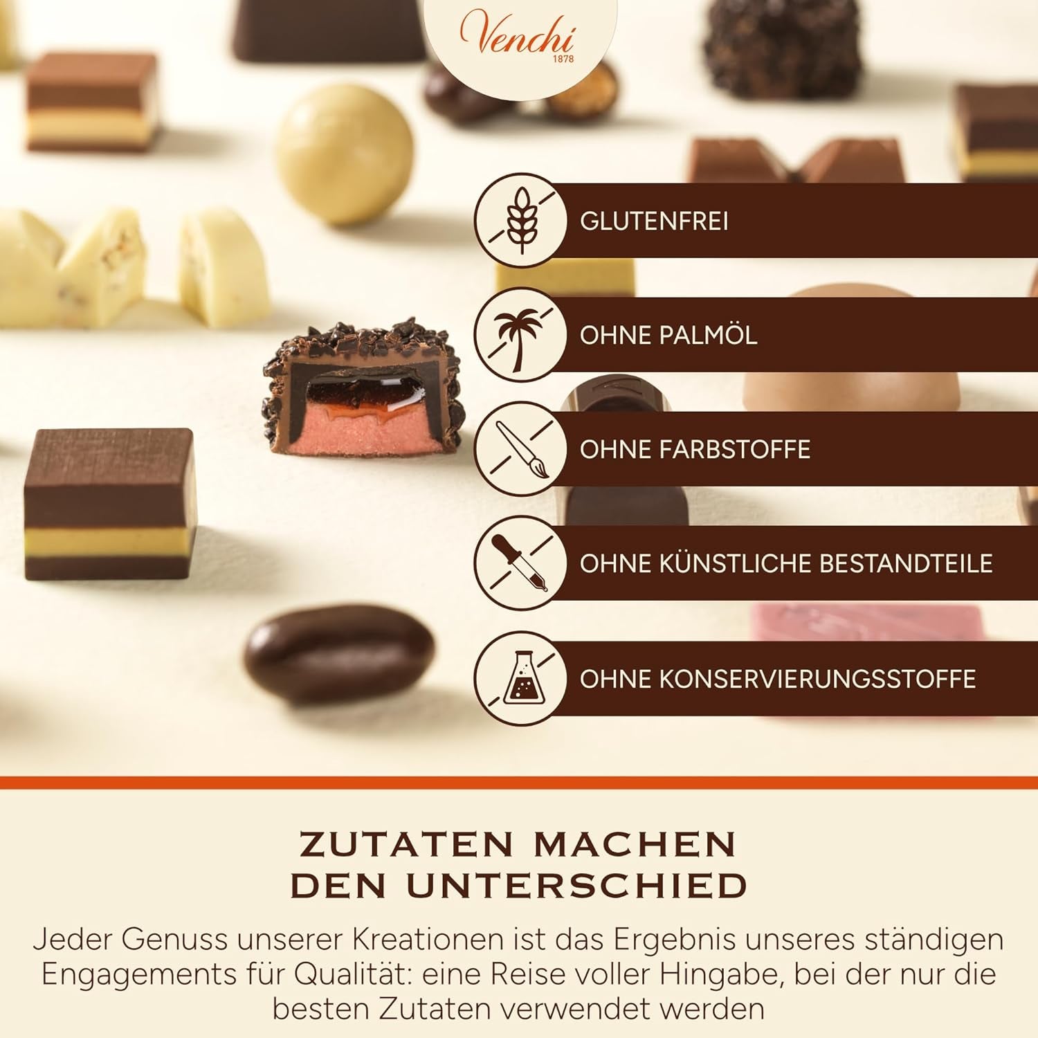Venchi – Chocoviar-Würfel 75 % – Pralinen mit „Cuor di Cacao“-Füllung, extra dunkler Schokolade und Chocoviar-Granulat 75 % – 1 kg Großpackung – Vegan – Glutenfrei