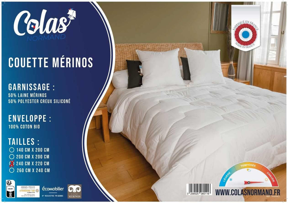 Steppdecke 240 x 220 cm | Bio-Baumwolle und Merinowolle | Warm, maschinenwaschbar bei 30 °C. Bettdecken und Steppdecken von Naty Shop