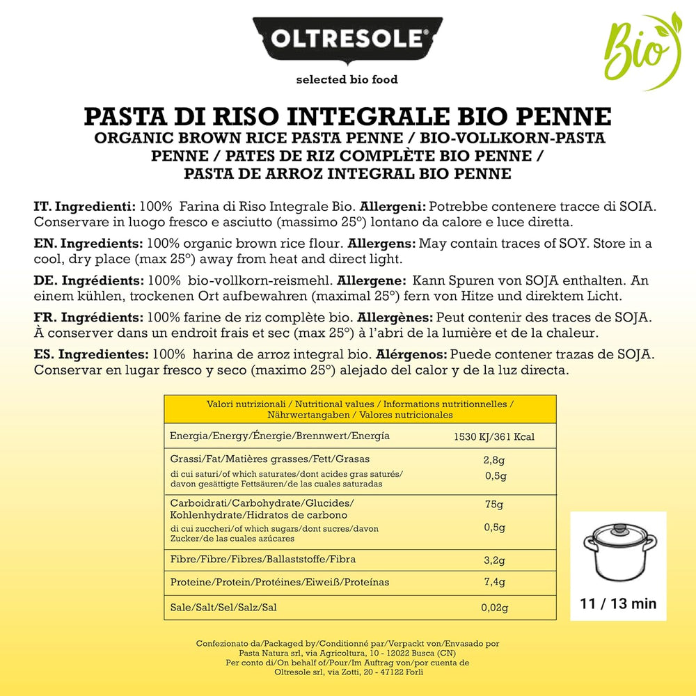 - Paste di Riso Integrale Biologica Italiana glutenfrei, Penne-Format – glutenfreie Nudeln, 100 % Bio-Vollreismehl, reich an Ballaststoffen, vegan, Packung mit 3 Packungen à 350 g