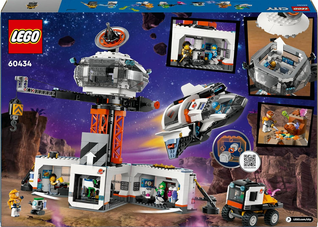 LEGO City Space Base cu rampa de lansare, stație spațială de jucărie cu vehicul spațial și navă spațială pentru copii, set cu 6 minifigurine, roboți și extratereștri, cadou pentru băieți și fete 60434 Seturi de constructie Besuche den LEGO-Store