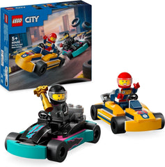LEGO City Go-Karts mit Fahrern, 2 Minifiguren, Fahrer und Rennwagen, Spielzeugautos für 5-jährige Jungen und Mädchen, lustiges Geschenk für Kinder 60400 Bausets Besuchen Sie den LEGO-Store Single
