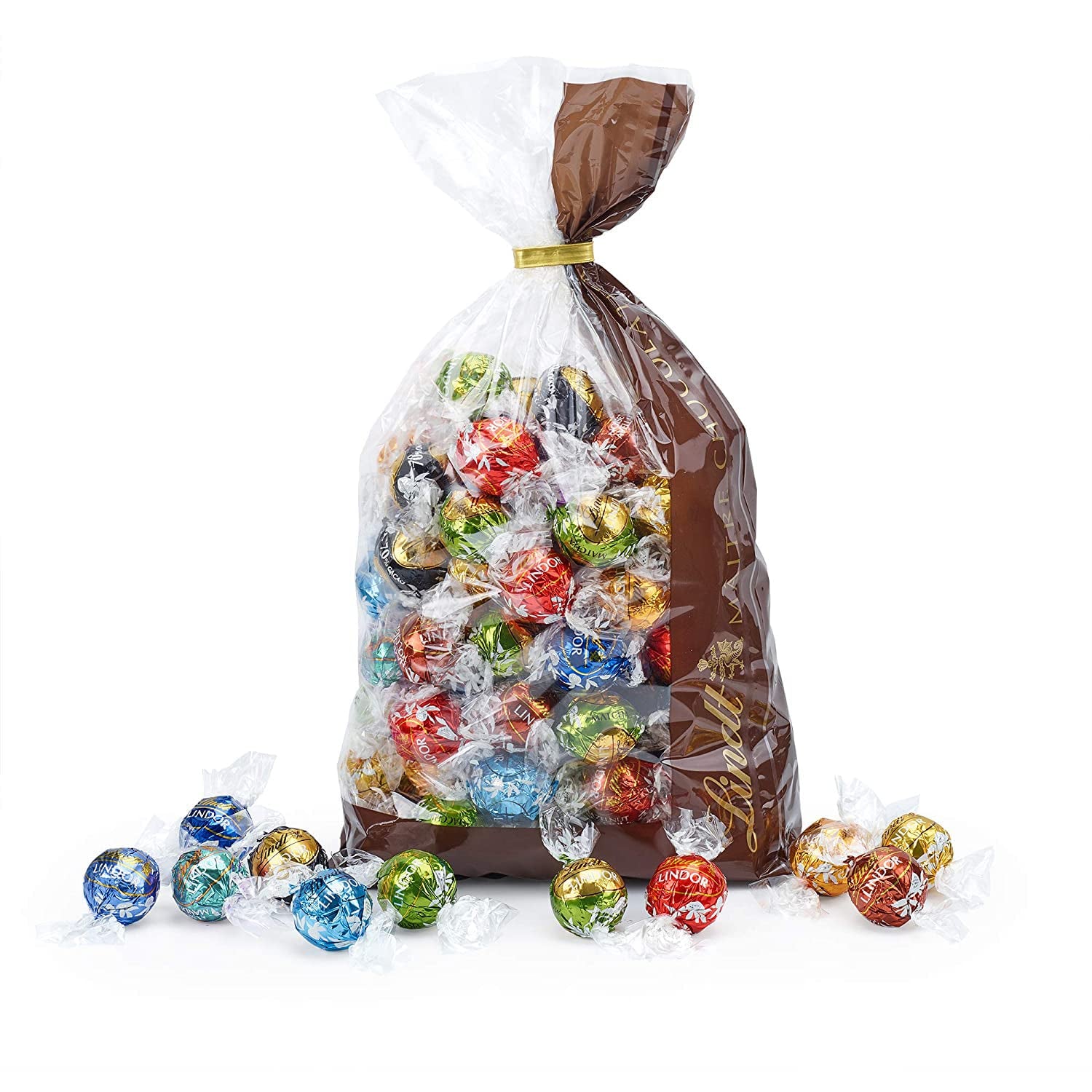 Sortiment Lindt Schokolade LINDOR | 1371 g, Klassisch | ca. 80 Kugeln Schokolade (Milch, Weiß, Zartbitter 60 %, Haselnuss) | Großpackung, 1 kg