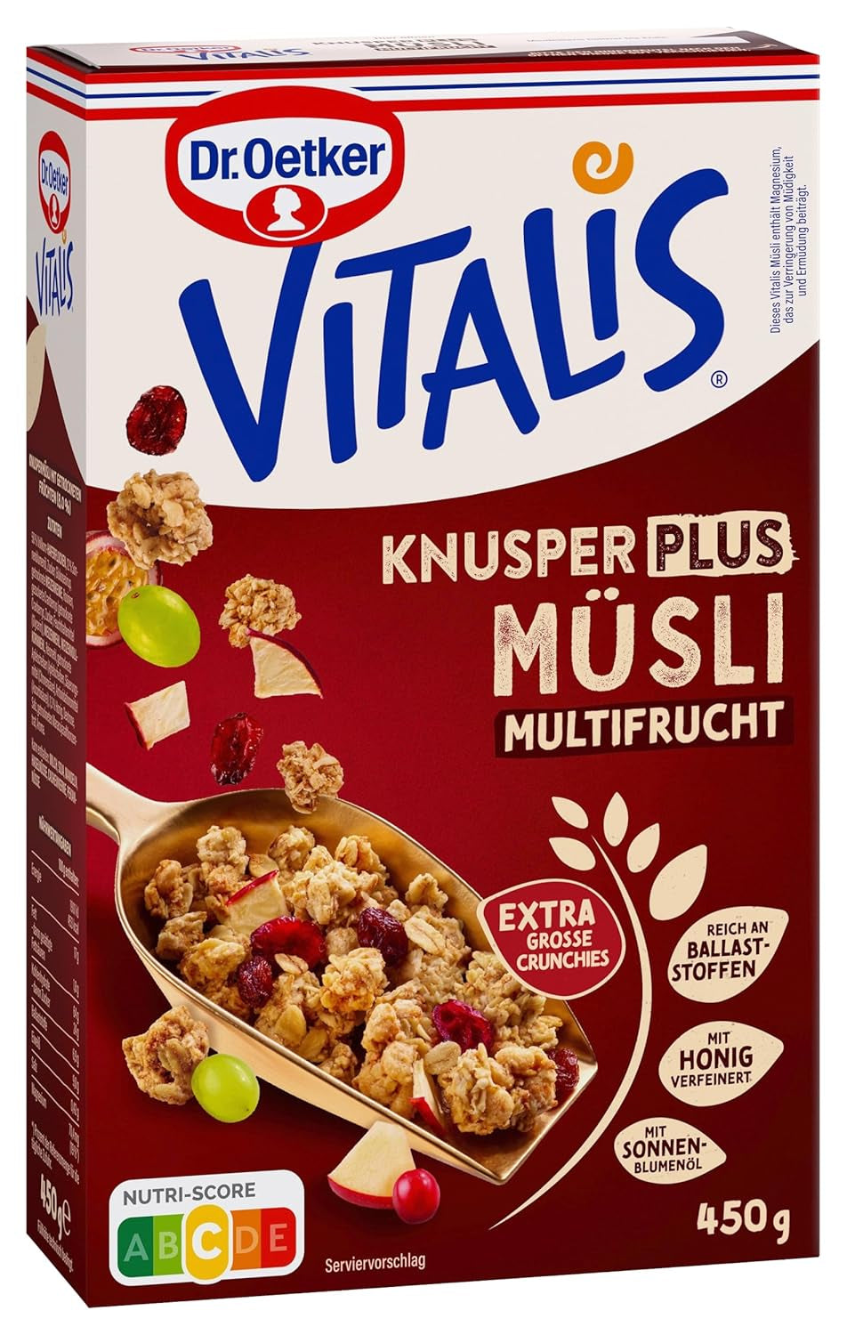 Dr. Oetker Vitalis KnusperPlus Double Chocolate: Knuspriges Müsli mit Vollmilch- und Zartbitterschokolade, 7er Pack (7 x 450g)