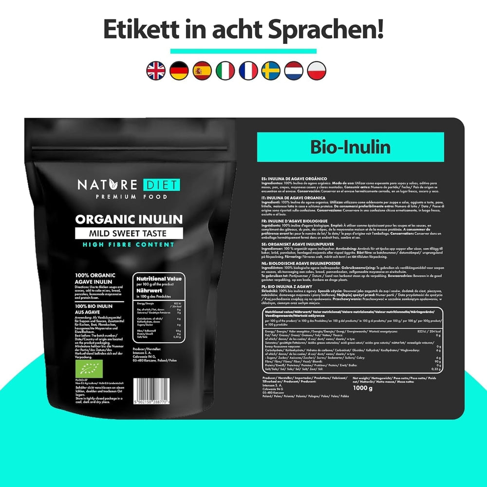 Nature Diet - Bio-Inulin 1 kg | Aus Agave | Natürliches Präbiotikum Süßstoffe Naty Shop