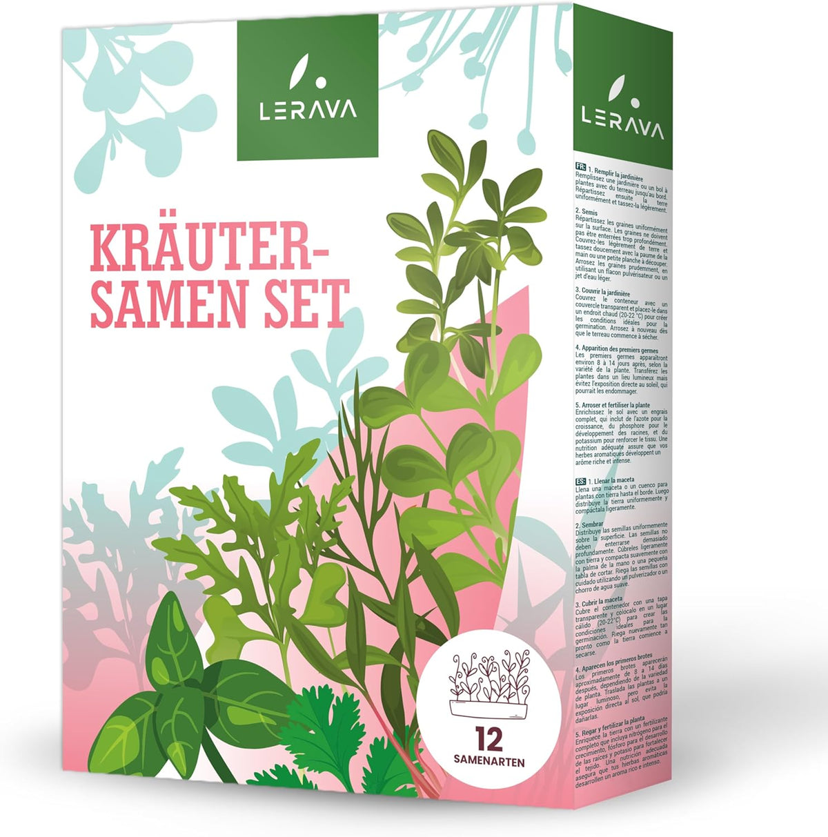 LERAVA Kräutersamen Set – 12 Sorten: Basilikum Samen, Parsilie Samen, Koriander, Oregano & mehr – Saatgut für frische Kräuter im Garten oder Topf, Premium Samen für Küche & Balkon – Samenset, Samen