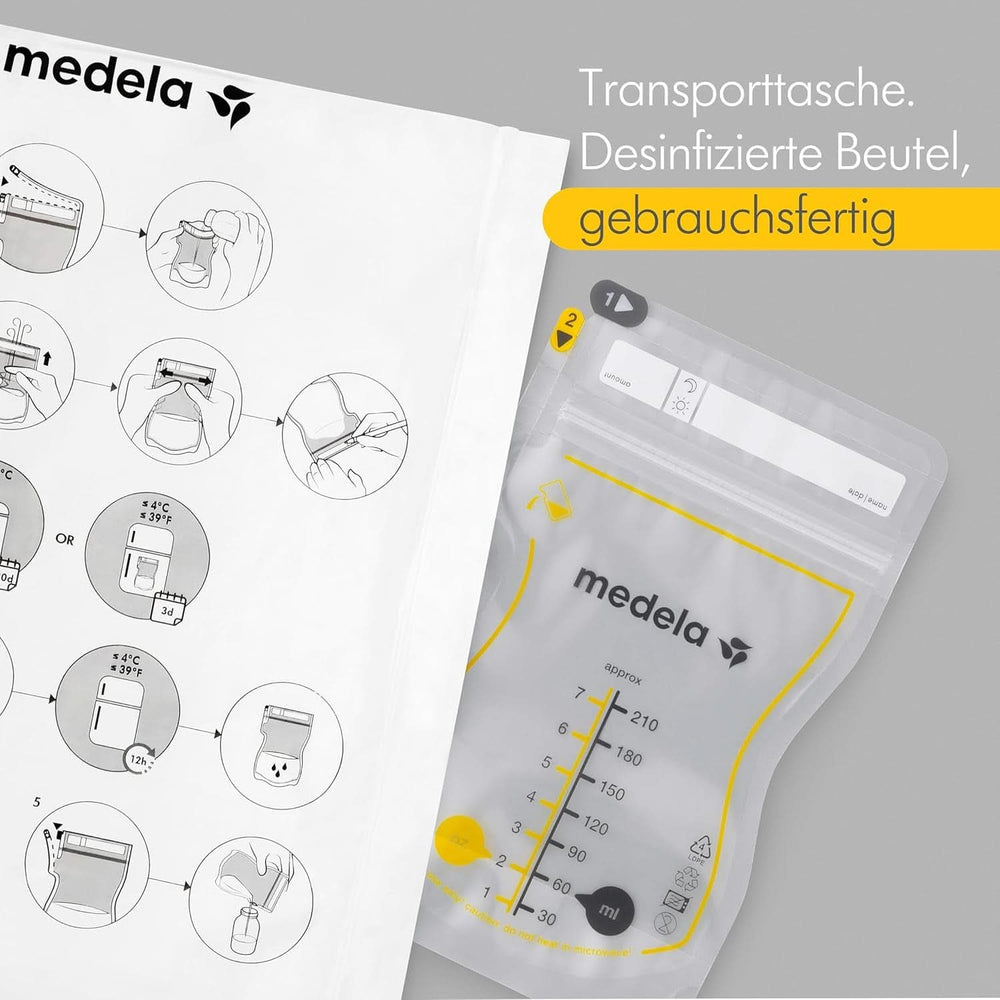Medela Easy Pour Muttermilchbeutel Zum Einfachen Ausgießen, 100 Stück, 210 ml, Auslaufsichere Einweg-Muttermilchbeutel Mit Überlaufschutz, Stillhelfer Zubehör Babynahrung und Stillen Naty Shop