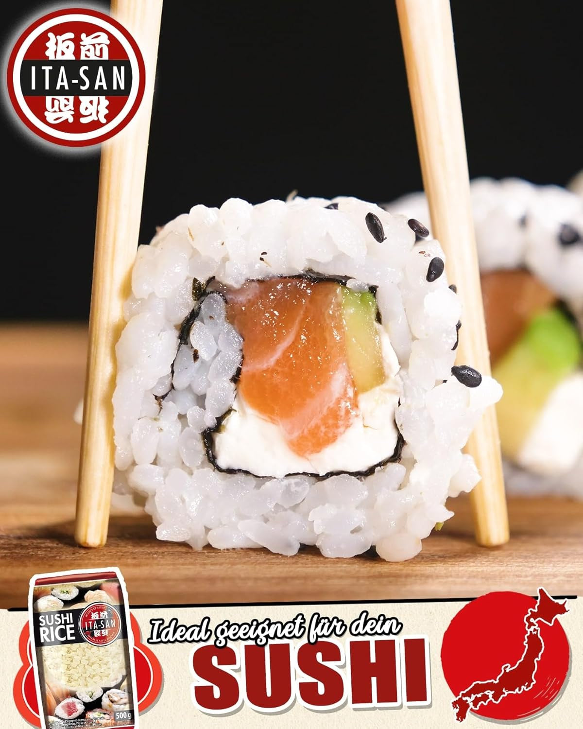 ITA-SAN Sushi-Reis, Rundkorn, Top-Qualität, 100 % sortenrein, schnelle und einfache Zubereitung, vegan, Halal, glutenfrei (1 x 500 g)