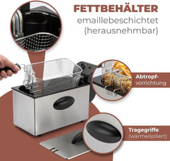 Bomann® Ölfritteuse, 3 l Fassungsvermögen, Kühlzonentechnologie und Abfluss, 2000 W Haushaltsgeräte Naty Shop