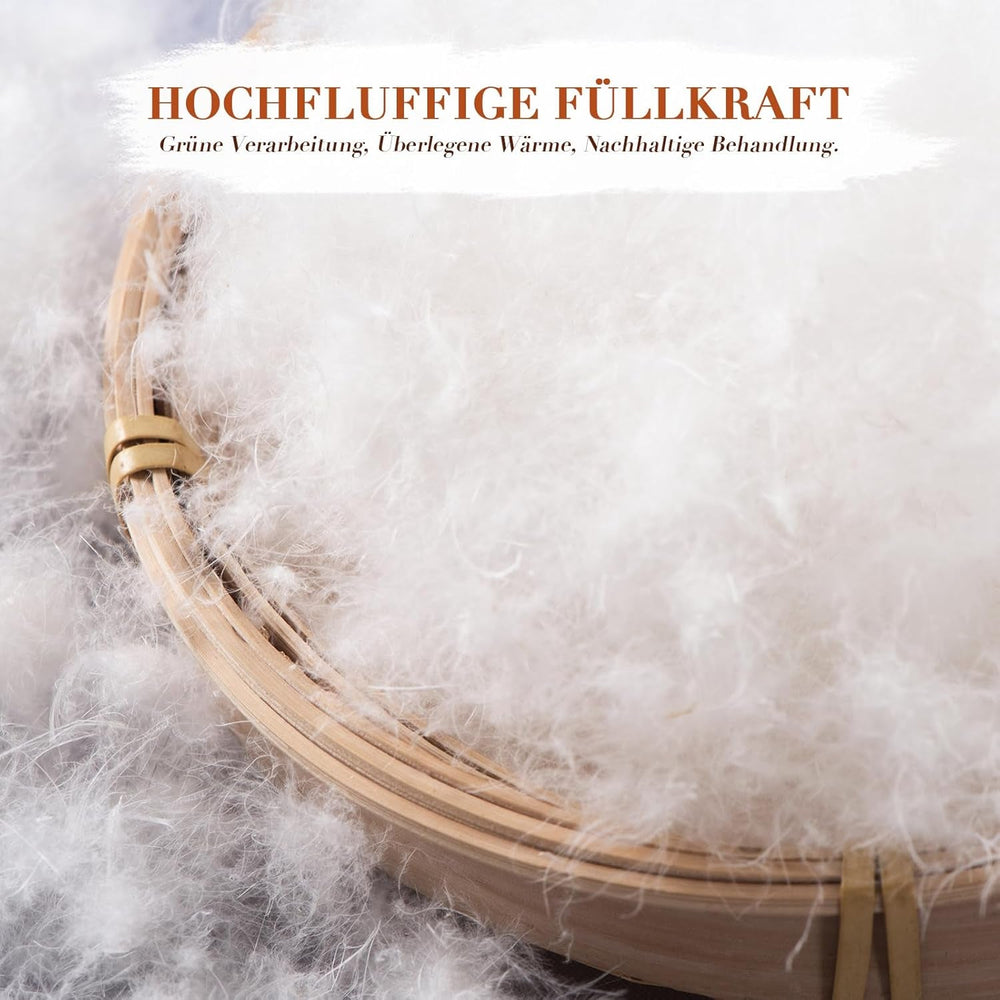 Daunendecke 135 x 200, Ganzjahresdecke aus 100 % Baumwolle, 4-Jahreszeiten-Bettdecke 135 x 200 mit Gänsedaunen und Federn, hohe, flauschige 3D-Umlenkbox, mittlere Wärme, Steppdecken und Steppdecken, Naty Shop