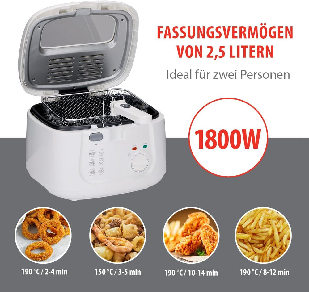 Alpina Fritteuse 2,5 l DF-165, 1800 W – einstellbare Temperatur bis zu 190 °C. Haushaltsgeräte Naty Shop