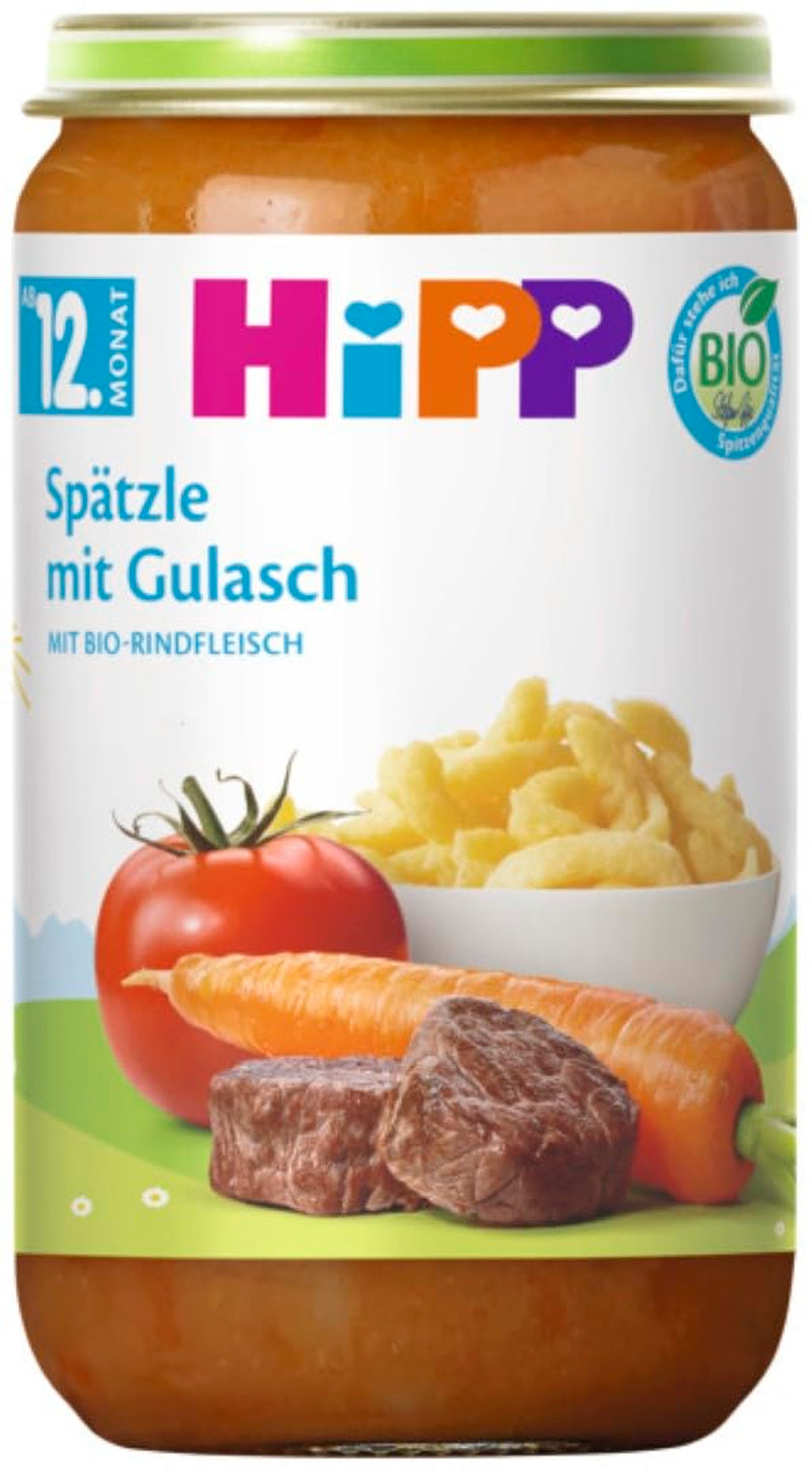 Hipp Bio-Menüs ab 12 Monaten Nudelspätzle mit Gulasch, 250G, 6er-Pack (6X250G) Verpackung kann variieren Mutter und Kind Naty Shop Standardtitel