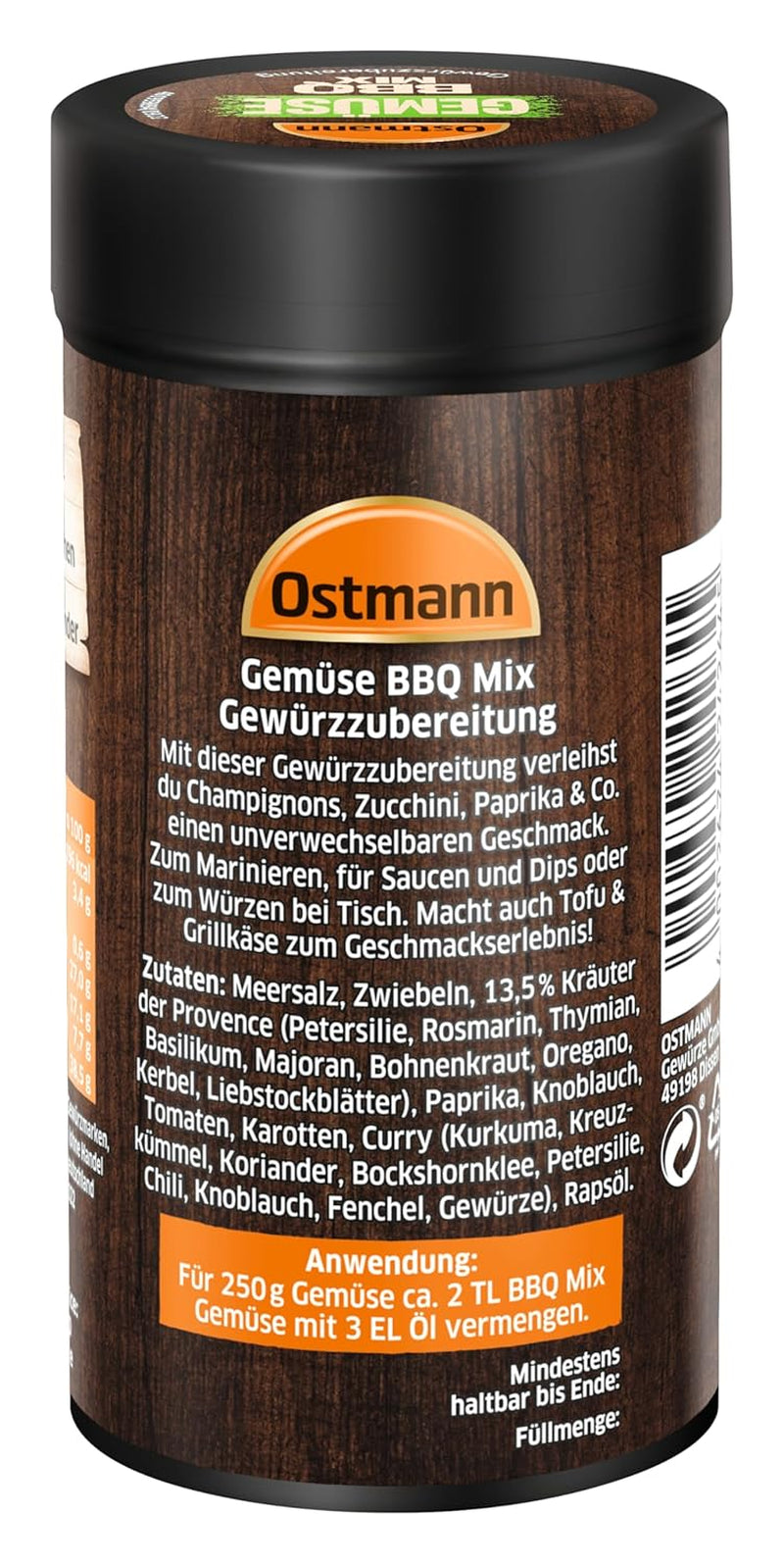 Ostmann Gewürze - Gemüse BBQ Mix | Gewürzzubereitung für Gemüse | Mediterrane Kräuternote für Grillgemüse, Tofu und Co. | 120 g in ein Sieb geben