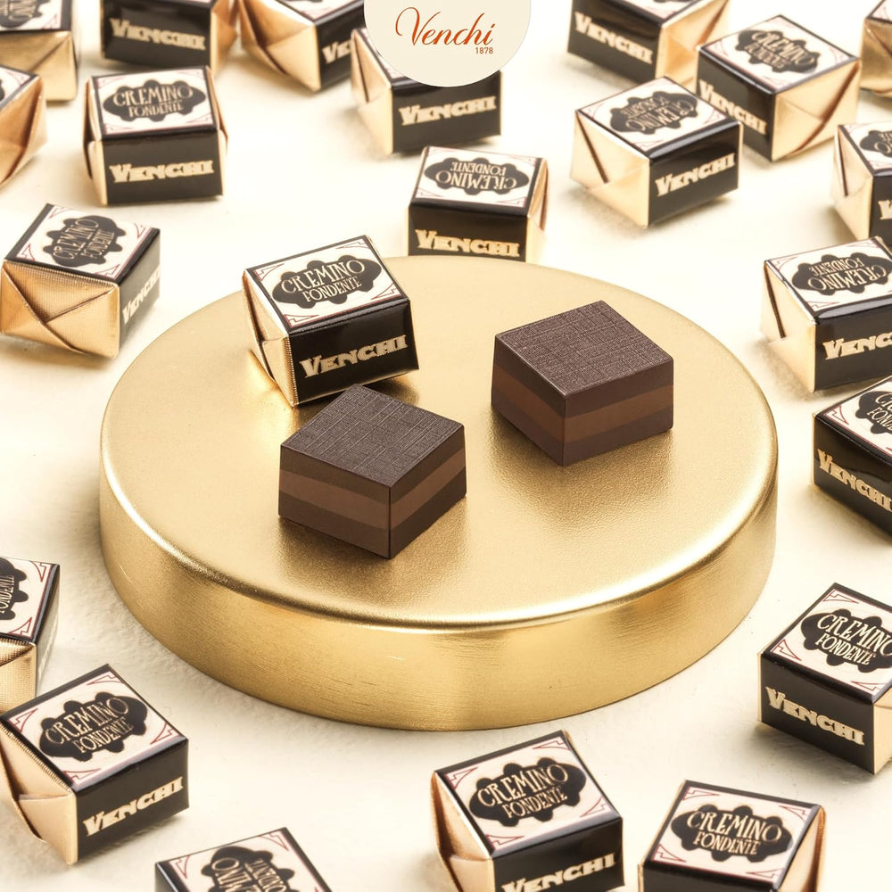 Venchi - Cremino Extra Black Chocolate - Dunkle Schokolade mit Mandelpaste und „Piemonteser Waldhaselnüssen g.g.A.“, 1 kg, glutenfrei, ohne Farbstoffe und ohne Konservierungsstoffe