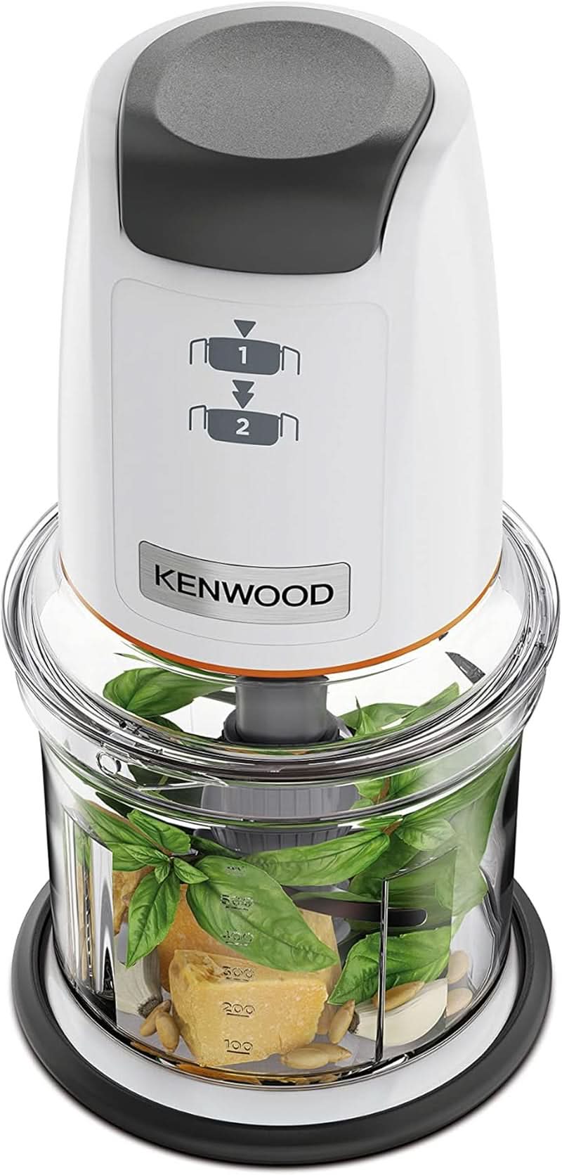 Kenwood Easychop CHP61.000WH, Zerkleinerer Mit Vier Klingen, Schüssel 0,5 L, Druckantrieb, 2 Geschwindigkeiten, Rutschfester Ring, Spülmaschinenfest, Eisbrecher, 500 W, Weiß Kitchen Naty Shop