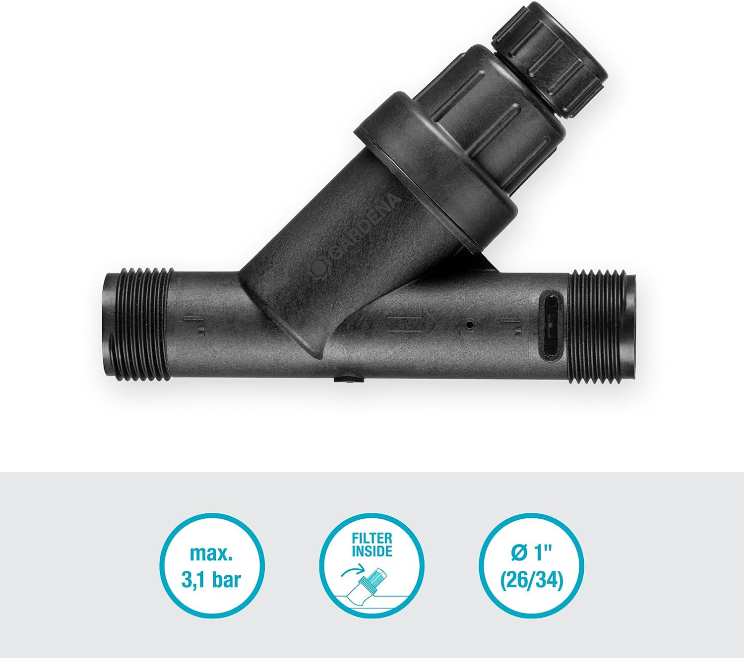 Reductor de presiune pentru sistem de irigații Gardena: Regulator de presiune pentru o presiune constantă a apei de maximum 3,1 bar, accesoriu pentru irigarea grădinii pentru compensarea fluctuațiilor de presiune (8200-20)